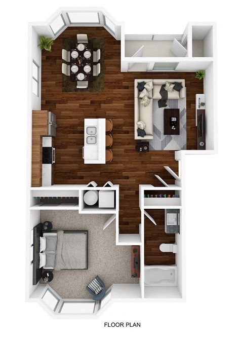 Floor plan for 1 bed, 1 bath, 812 sqft